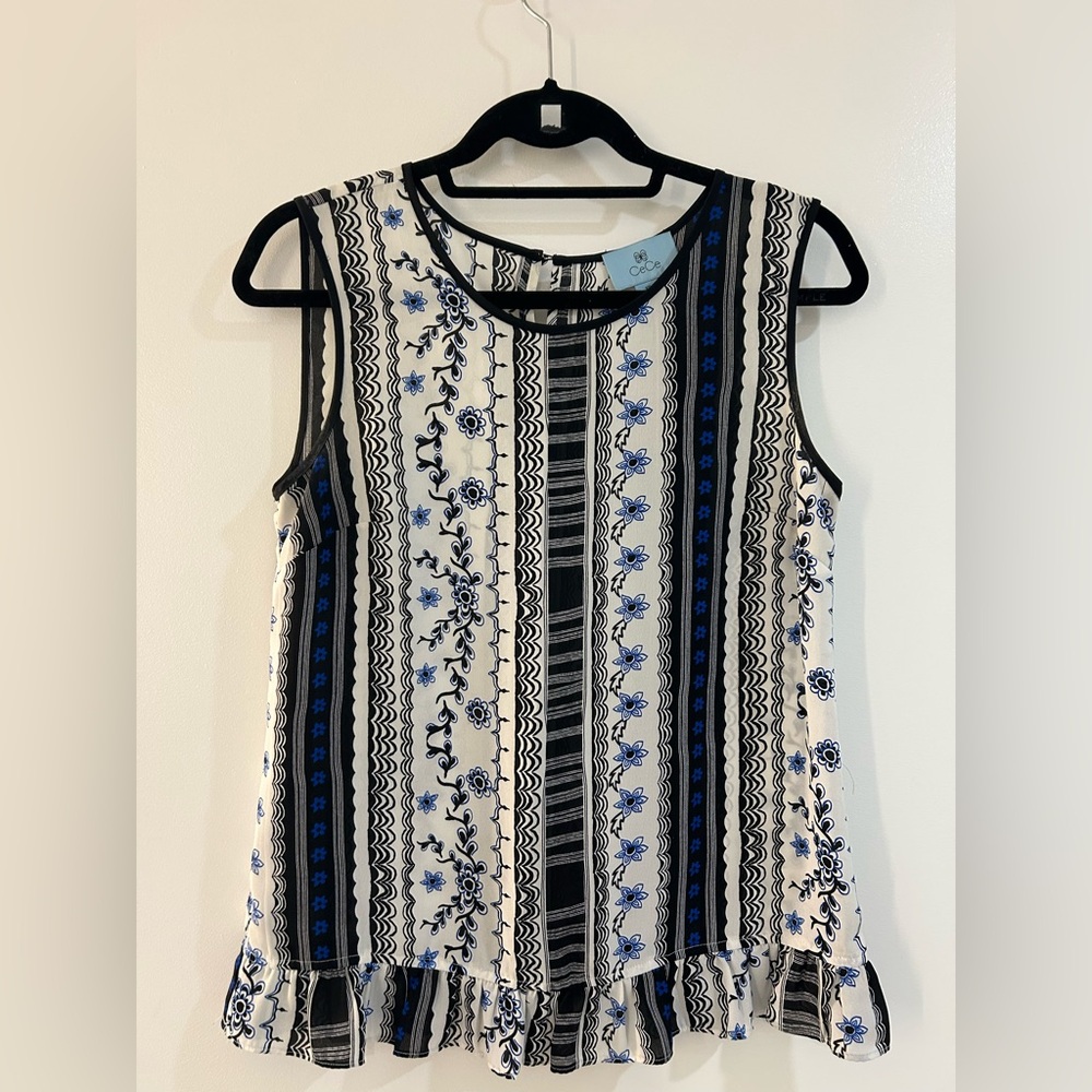 CeCe Floral Print Sleeveless Top Size XS